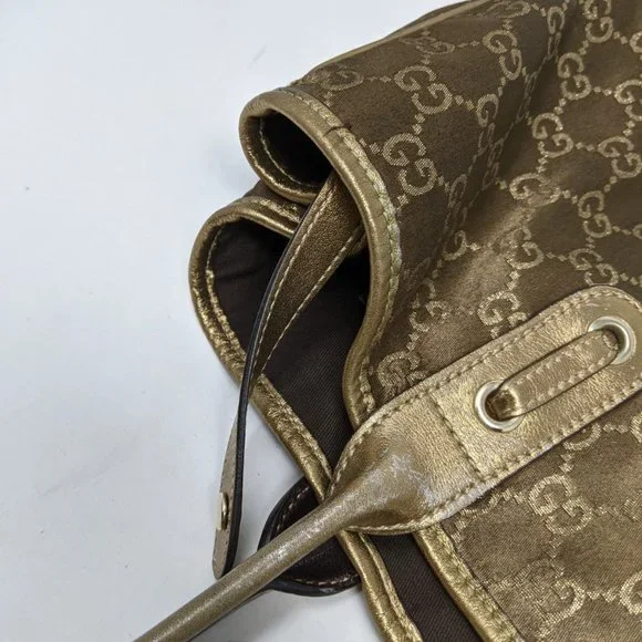 Gucci Tote Bag GG Canvas Light Brown Silk Satin - Picture 10 of 16